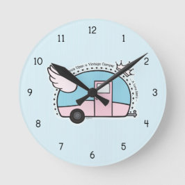 Vintager Camper-Anhänger Runde Wanduhr