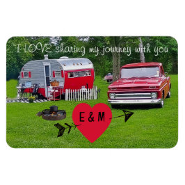 Vintager Camper-Anhänger und LKW-Valentinstag Magnet