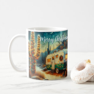 Vintager Camper Saguaro Cactus Christmas Blue Gree Kaffeetasse