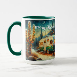 Vintager Camper Saguaro Cactus Christmas Blue Gree Tasse