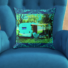 Vintager Camper Trailer Foto Art Kissen