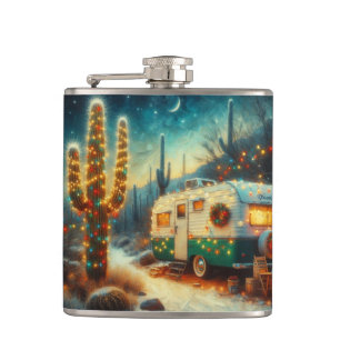Vintager Camper Weihnachten in der Wüste Saguaro C Flachmann