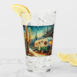 Vintager Camper Weihnachten in der Wüste Saguaro C Glas