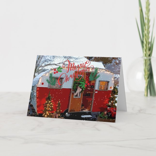 Vintager Camper Weihnachten Karte (Vorderseite)