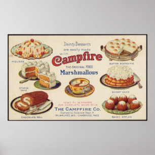Vintager Campfire Marshmallows Lebensmittelwerbung Poster