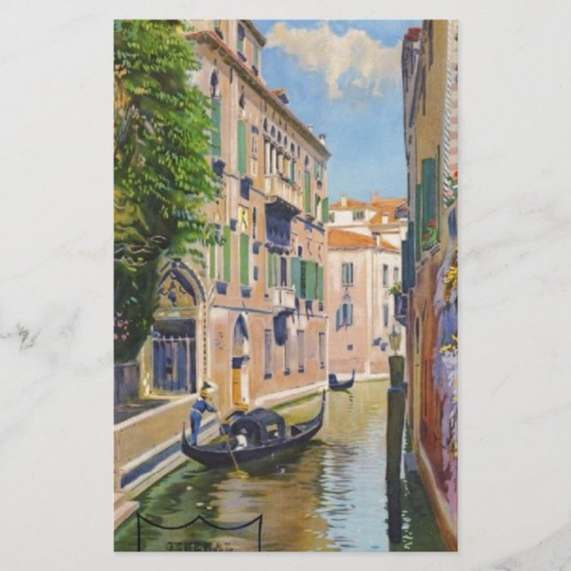 Vintager Canal Grande Gondolas Venedig Italien Rei Briefpapier (Vorderseite)