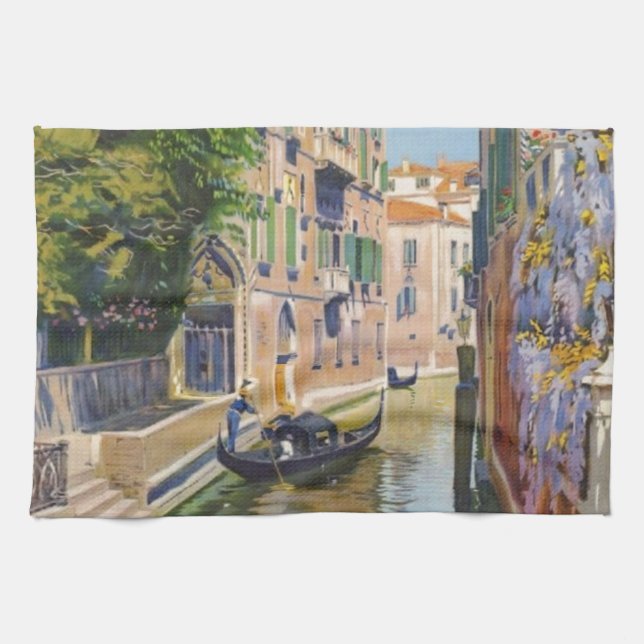 Vintager Canal Grande Gondolas Venedig Italien Rei Handtuch (Horizontal)