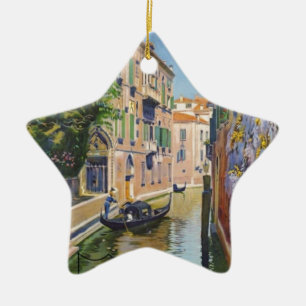 Vintager Canal Grande Gondolas Venedig Italien Rei Keramik Ornament