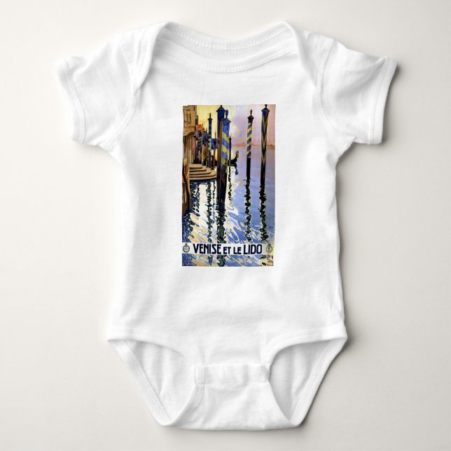 Vintager Canal Venedig Italien Reisen Baby Strampler (Vorderseite)