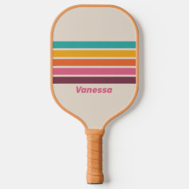 Vintager Candy-Regenbogen über Streifen mit Namen Pickleball Schläger