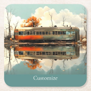 Vintager Caravan Trailer RV Thunder_Cove Rechteckiger Pappuntersetzer