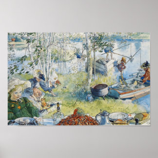 Vintager Carl Larsson Cray Fischfang mit der Famil Poster