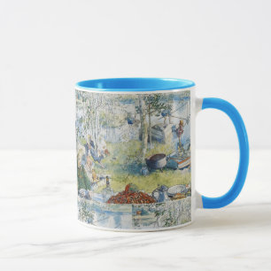 Vintager Carl Larsson Cray Fischfang mit der Famil Tasse