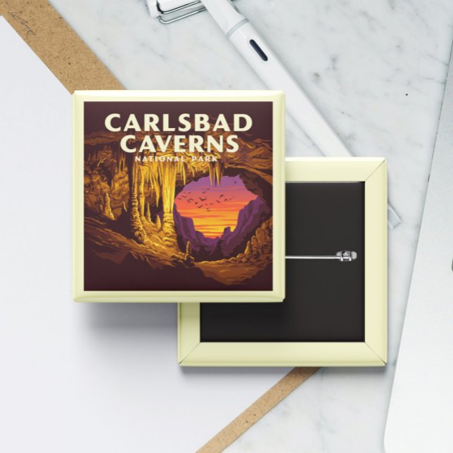 Vintager Carlsbad Caverne-Nationalpark Button (Von Creator hochgeladen)
