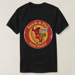 Vintager Cartoon-Hot Dog mit Controller T-Shirt