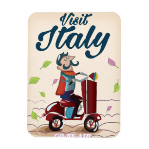 Vintager Cartoon Italien Reise Postkarte. Magnet