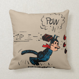 Vintager Cartoon Katze "Zip! POW!" Kissen