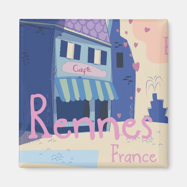Vintager Cartoon Rennes France Magnet (Vorne)