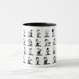 Vintager Cartoon, Schwarz-Weiß-Comicen Tasse