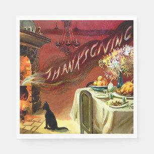 Vintager Cat Erntedank Serviette