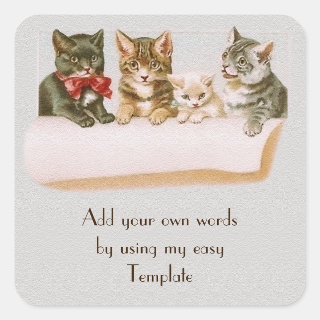 Vintager Cat Family Sticker (Vorderseite)