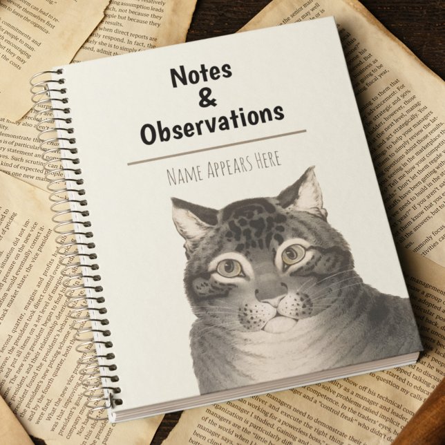 Vintager Cat Personalisiert Currier & Ives Viktori Notizbuch (This adorable cat dates to the early 1800s. How can you not smile when you see him?)