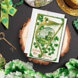 Vintager Celtic Harp St. Patrick's Day Gruß Feiertagskarte