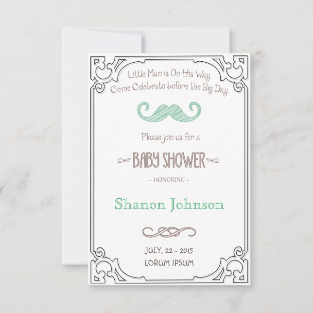 Vintager Chalkboard Boy Babay Dusche Einladung (Vorderseite)