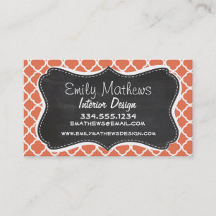 Vintager Chalkboard-Look; Burnt Sienna Quatrefolie Visitenkarte