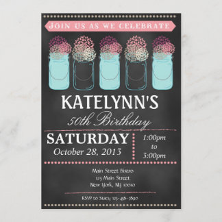 Vintager Chalkboard Mason Jar Geburtstag Einladung