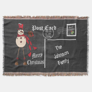 Vintager Chalkboard Postcard Alter Mode Snowman Decke