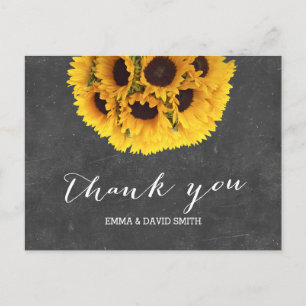 Vintager Chalkboard Sonnenblumenball Danke Postkarte