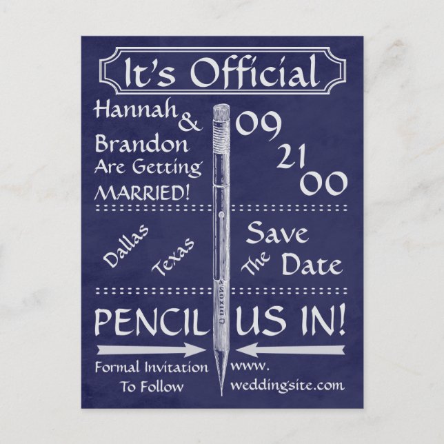 Vintager Chalkboard-Stil Save the Date / Einladen Ankündigungspostkarte (Vorderseite)