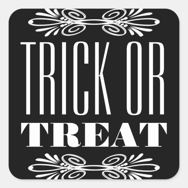 Vintager Chalkboard-Trick oder Treat Halloween Quadratischer Aufkleber (Vorderseite)