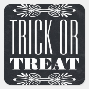 Vintager Chalkboard-Trick oder Treat Halloween Quadratischer Aufkleber