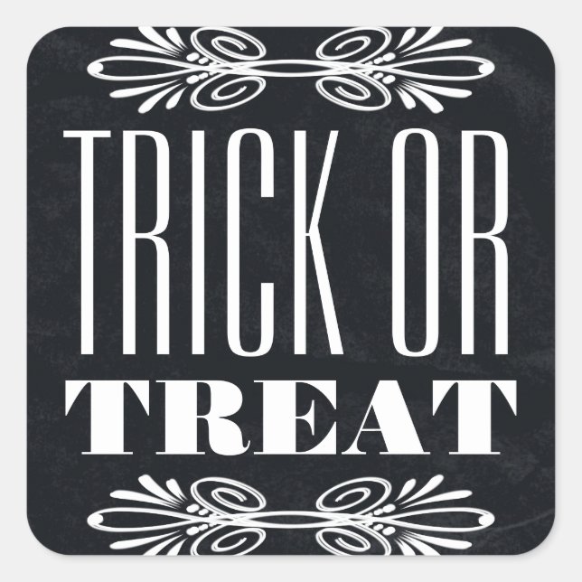 Vintager Chalkboard-Trick oder Treat Halloween Quadratischer Aufkleber (Vorderseite)