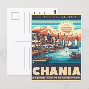 Vintager Chania Stadtbetonierter Feiertag Postkarte