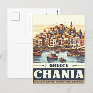 Vintager Chania Stadtbetonierter Feiertag Postkarte