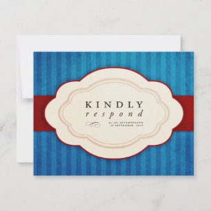 Vintager Charm Blue & Red Meal Choice UAWG RSVP Karte