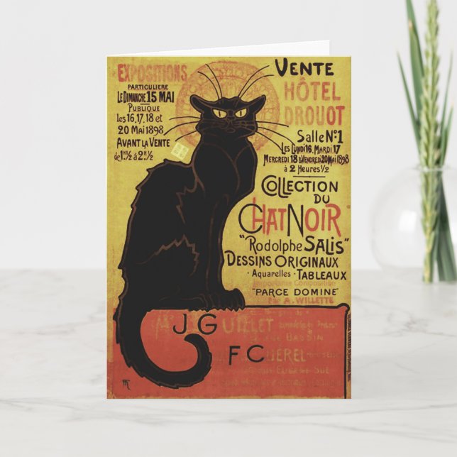 Vintager Chat Noir, Vente Hôtel Drouot Steinlen Karte (Vorderseite)