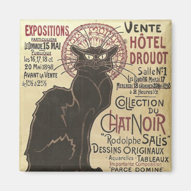 Vintager Chat Noir, Vente Hôtel Drouot Steinlen Magnet (Vorne)