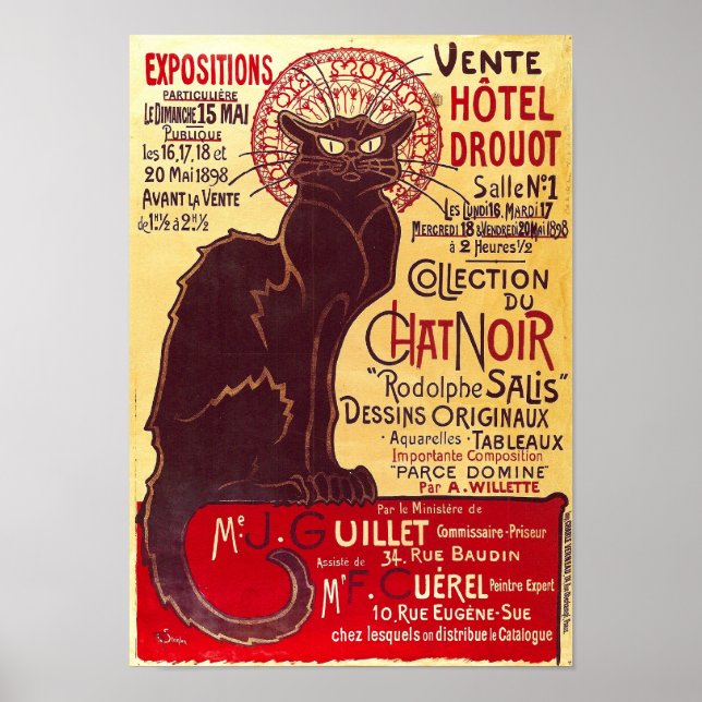 Vintager Chat Noir, Vente Hôtel Drouot Steinlen Poster (Vorne)