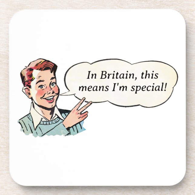 Vintager Cheeky Boy mit Zwei-Finger-Salute Getränkeuntersetzer (Vorderseite)