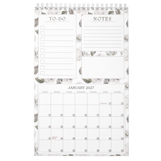 Vintager Cherish Bloral Monatsplaner Kalender (Jan 2027)