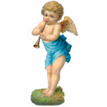 Vintager Cherub Fotopulptur Freistehende Fotoskulptur<br><div class="desc">Sweet viktorianischer Ccherub,  der Horn auf Fotoskulptur spielt.</div>