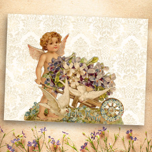 Vintager Cherub Valentine Postkarte