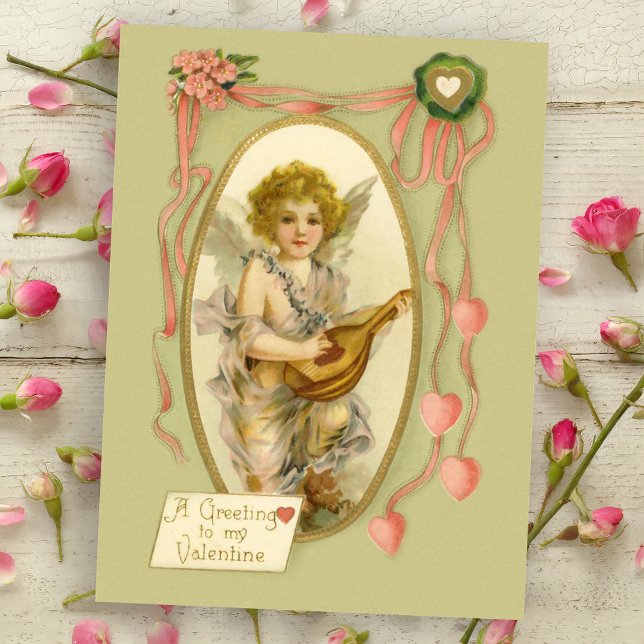 Vintager Cherub Valentine Postkarte (Von Creator hochgeladen)