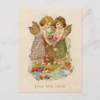 Vintager Cherub valentine Postkarte + benutzerdefi