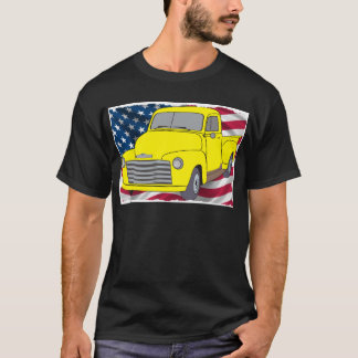 Vintager Chevy LKW mit amerikanischer Flagge T-Shirt