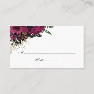 Vintager Chic Blush und Burgunder Blumenhochzeit Platzkarte